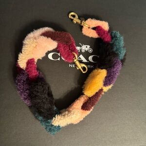 Coach Multicolor Shearling Bag Strap - Brass Hardware